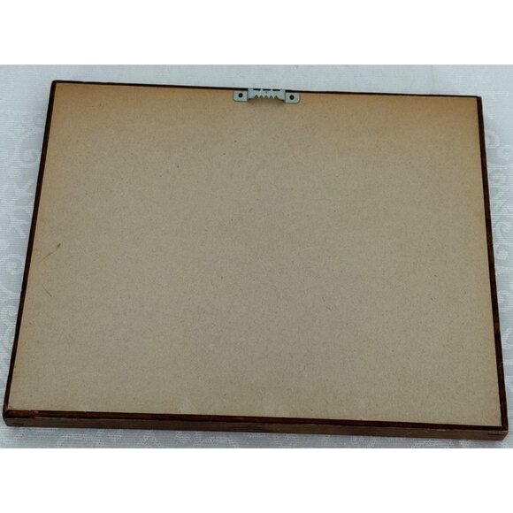 Vintage Cross Stitch Bunny In Wooden Frame with Navy‎ Blue Mat - Picture 3 of 3